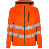 F. Engel 8027 Safety Ladies Sweat Cardigan Orange/Green maat L