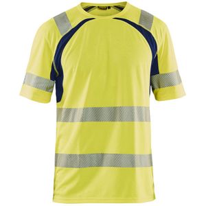 Blåkläder 3397-1013 High Vis T-shirt met UV-bescherming Geel/Marineblauw