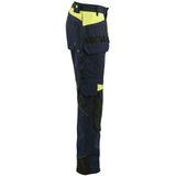 Blåkläder 1555-1860 Werkbroek met spijkerzakken Donker marineblauw/High vis geel maat C146