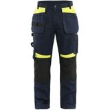 Blåkläder 1555-1860 Werkbroek met spijkerzakken Donker marineblauw/High vis geel maat C146