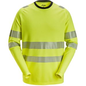 Snickers 2431 High-Vis Klasse 2/3 T-shirt met Lange Mouwen High-Vis Geel maat XS