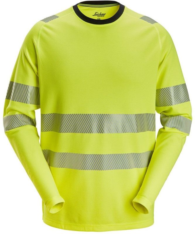 Snickers 2431 High-Vis Klasse T-shirt met Lange Mouwen - Geel High Visbility