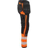 Projob 6540 Signalisatiestretchbroek Met Kniezakken En Spijkerzakken En Iso 20471 Klasse 1 Heren Oranje/Zwart maat C44
