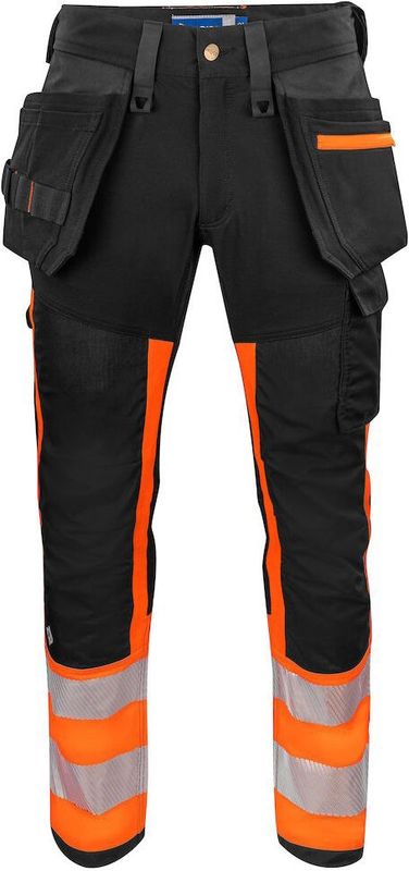 Projob 6540 Signalisatiestretchbroek Met Kniezakken En Spijkerzakken En Iso 20471 Klasse 1 Heren Oranje/Zwart maat C44