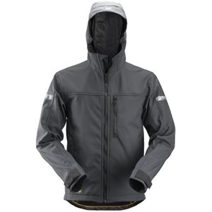 Snickers 1229 AllroundWork Soft Shell Jack met Capuchon Staalgrijs/Zwart