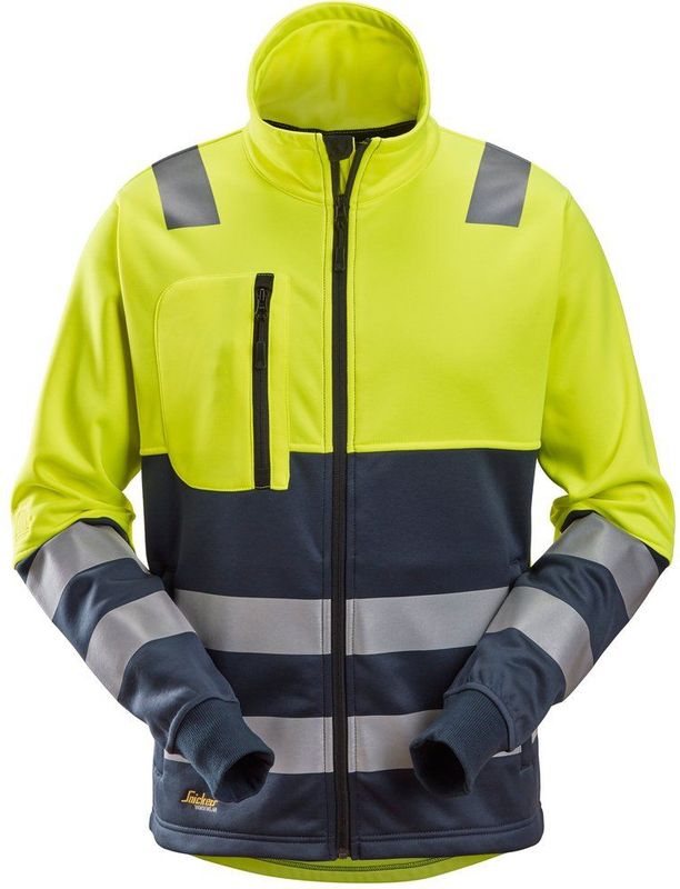 Snickers 8035 AllroundWork High-Vis Jack met rits Klasse 2 High-Vis Geel/Marineblauw maat XS