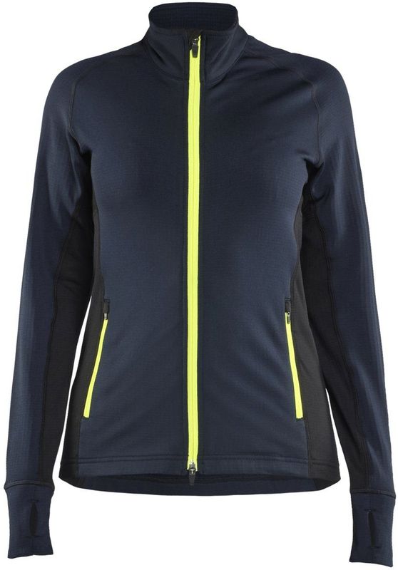 Blåkläder 4745-2539 STRIKER Dames fleecejack Donker marineblauw/High vis geel maat L