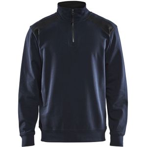 Blåkläder 3353-1158 Sweatshirt Bi-Colour met halve rits Donker marineblauw/Zwart