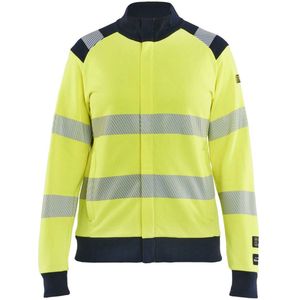 Blåkläder 3471-1762 Dames Multinorm Sweatshirt met rits High Vis Geel/Marineblauw maat XXXL
