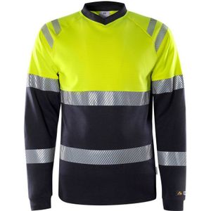 Fristads Flamestat Hi Vis T-Shirt Met Lange Mouwen Klasse 1 7107 Tfl Hi-Vis geel/marineblauw maat XS