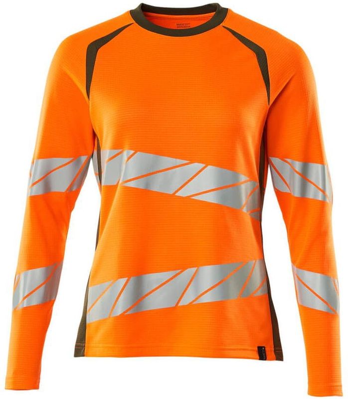 Mascot 19091-771 Dames T-shirt lange mouwen Hi-Vis Oranje/Mosgroen maat 2XL