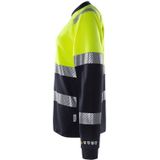 Fristads Flamestat Hi Vis Dames T-Shirt Met Lange Mouwen Klasse 1 7108 Tfl Hi-Vis geel/marineblauw maat S