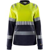 Fristads Flamestat Hi Vis Dames T-Shirt Met Lange Mouwen Klasse 1 7108 Tfl Hi-Vis geel/marineblauw maat S
