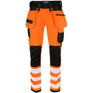 Projob 6573 Signalisatiestretchbroek Met Kniezakken En Spijkerzakken En Iso 20471 Klasse 2/1 Oranje/Zwart