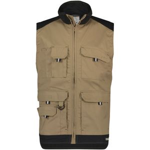 Dassy Faro Tweekleurige mouwloze werkvest Beige/Zwart maat 2XL