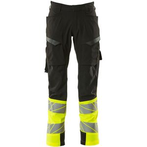 Mascot 19379-510 Broek met dijbeenzakken Zwart/Hi-Vis Geel maat 90C56