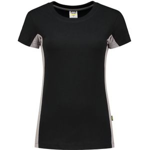 Tricorp 102003 T-Shirt Bicolor Dames Zwart/Grijs