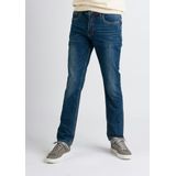 Palm Slim S07 - Modern fit, slim leg, sand blasted medium blue stretch denim,