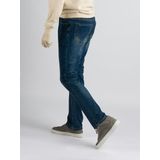 Palm Slim S07 - Modern fit, slim leg, sand blasted medium blue stretch denim,