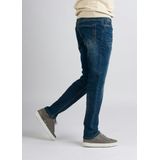 Palm Slim S07 - Modern fit, slim leg, sand blasted medium blue stretch denim,