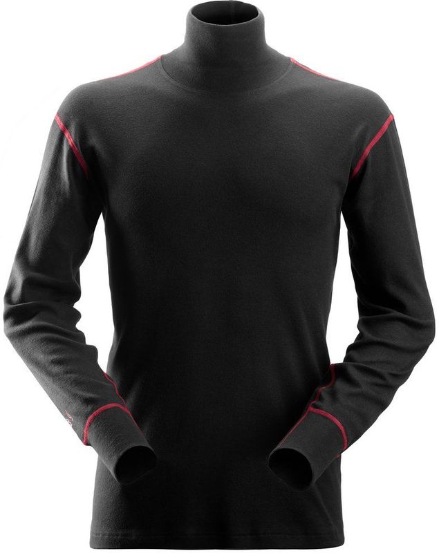 Snickers 2462 ProtecWork T-shirt met Lange Mouw en Col Zwart maat XS