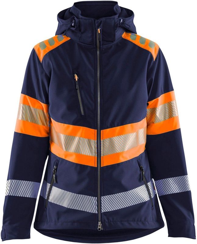 Blåkläder 4404-2513 Dames Softshell Jack High Vis Marineblauw/Oranje maat L