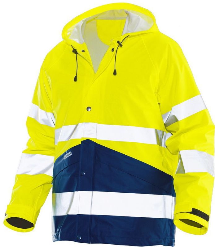 Jobman 1566 Hi-Vis Raincoat Geel/Navy maat L