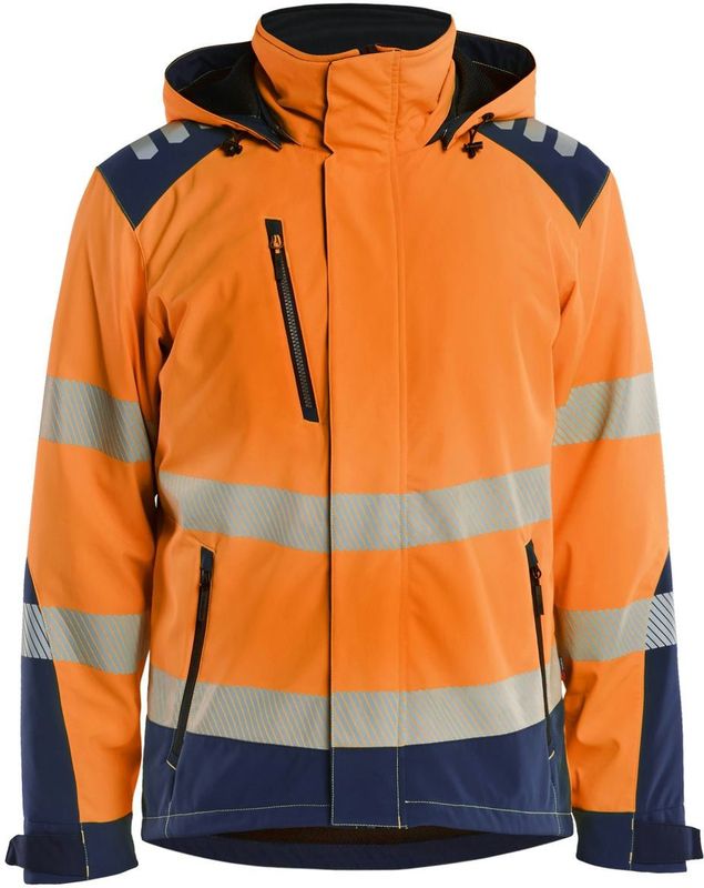 Blåkläder 4400-2513 High Vis Lichtgewicht Softshell Winterjas High Vis Oranje/Marineblauw maat 4XL