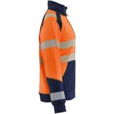 Blåkläder - 3508-2528 - Dames Sweatshirt met Rits - High Vis Oranje/Marineblauw