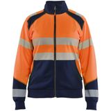 Blåkläder - 3508-2528 - Dames Sweatshirt met Rits - High Vis Oranje/Marineblauw