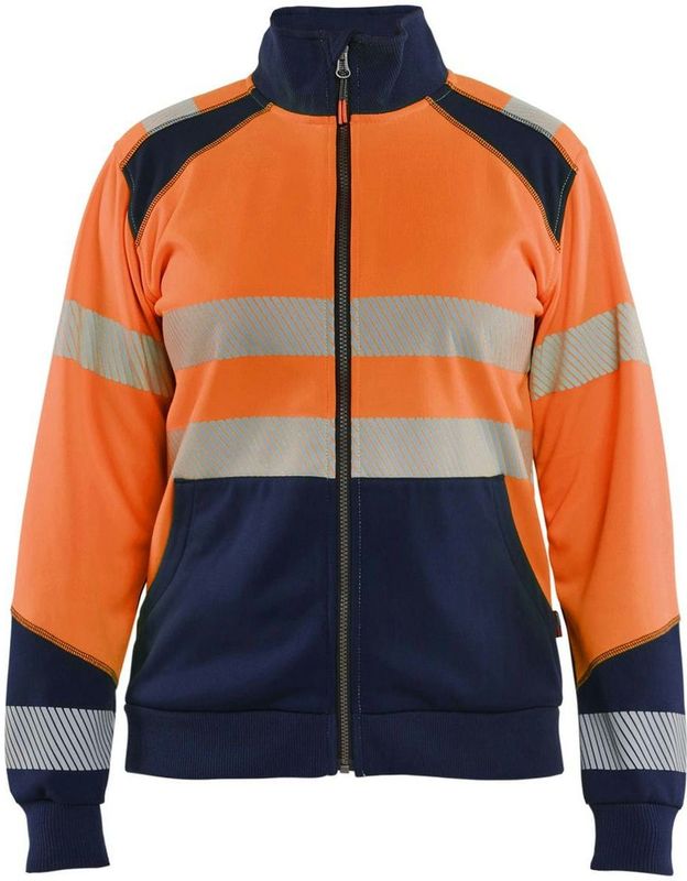 Blåkläder - 3508-2528 - Dames Sweatshirt met Rits - High Vis Oranje/Marineblauw