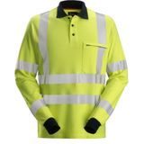 Snickers 2661 ProtecWork Poloshirt met Lange Mouwen High-Vis Klasse 3 High-Vis Geel/Marineblauw maat S