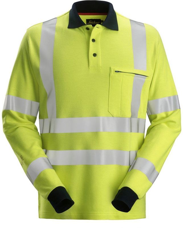 Snickers 2661 ProtecWork Poloshirt met Lange Mouwen High-Vis Klasse 3 High-Vis Geel/Marineblauw maat S