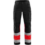 Blåkläder 7161-1811 Dames werkbroek High Vis met stretch Zwart/High Vis Rood maat D18