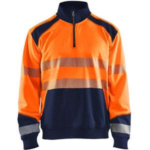 Blåkläder 3556-2528 Sweatshirt halve rits High Vis High Vis Oranje/Marineblauw maat L