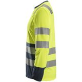 Snickers 2433 AllroundWork High-Vis T-shirt met Lange Mouwen Klasse 2 High-Vis Geel/Marineblauw maat XS