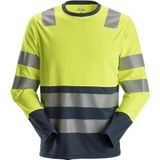 Snickers 2433 AllroundWork High-Vis T-shirt met Lange Mouwen Klasse 2 High-Vis Geel/Marineblauw maat XS