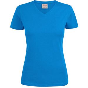 Printer Heavy T-Shirt V-Hals Dames Oceaanblauw