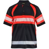 Blåkläder 3338-1051 Poloshirt High Vis Klasse 1 Zwart/Fluor Rood