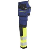 Blåkläder 7025-1648 Dames High Vis werkbroek 4-weg stretch Marine/High Vis Geel maat D19