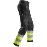 Snickers 6931 FlexiWork High-Vis Werkbroek - Zwart/High-Vis Geel - Klasse 1 - Met Holsterzakken