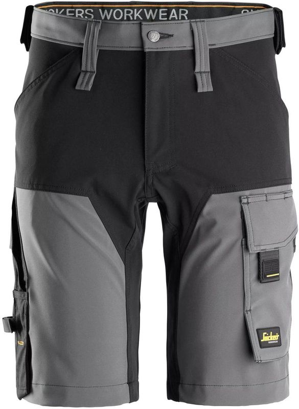 Snickers 6173 AllroundWork 4-Weg Stretch Korte broek Staalgrijs/Zwart maat 44