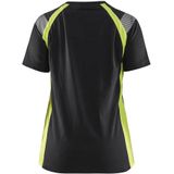 Blåkläder 3402-1030 Dames T-shirt Visible Zwart/High Vis Geel maat L