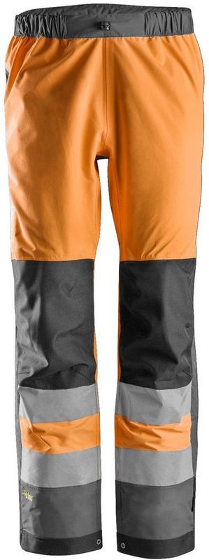 Snickers 6530 AllroundWork High-Vis Waterproof Shell Broek Klasse 2 High-Vis Oranje/Staalgrijs maat XS