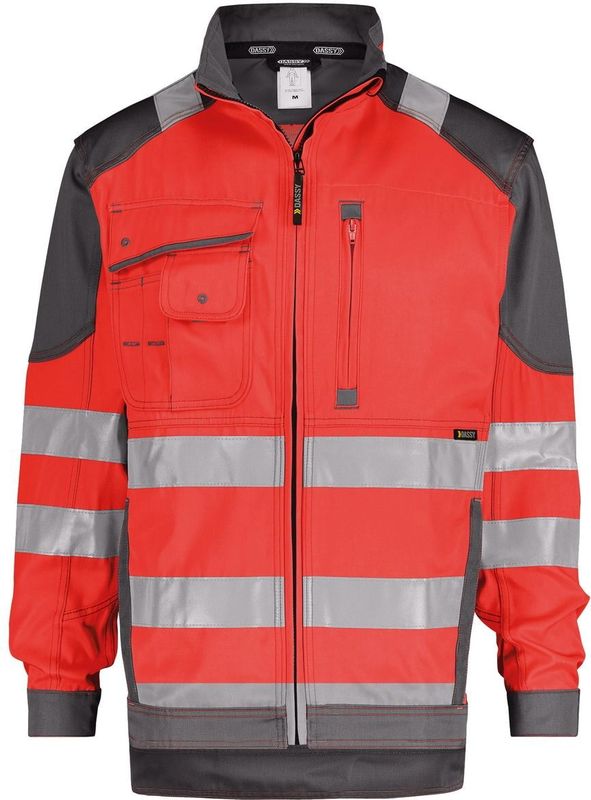 Dassy - Orlando - Hoge Zichtbaarheidsvest - Fluorood/Cementgrijs