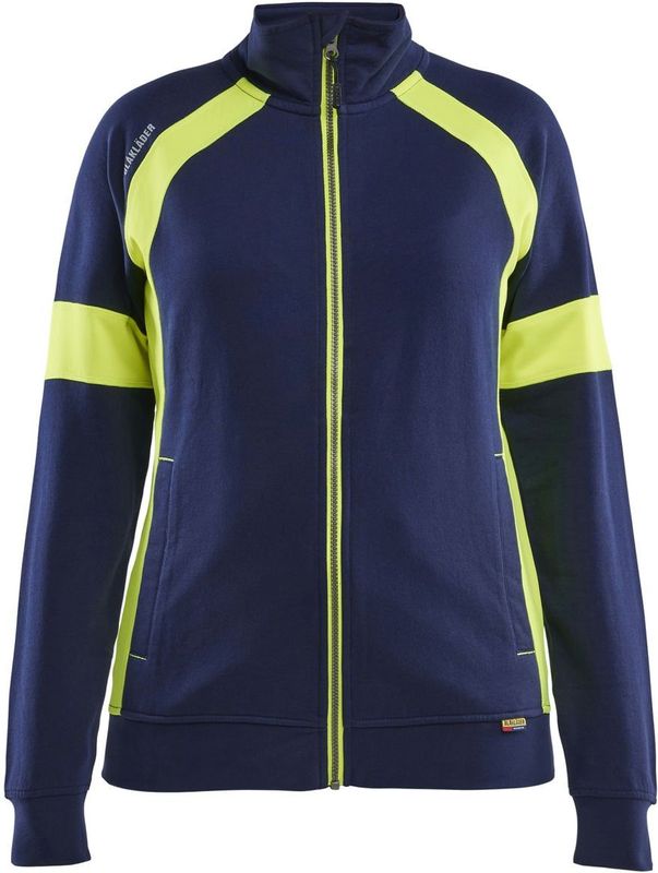Blaklader - 3568 - Dames Sweatshirt - Met Rits - Gele Fluorescerende Zones