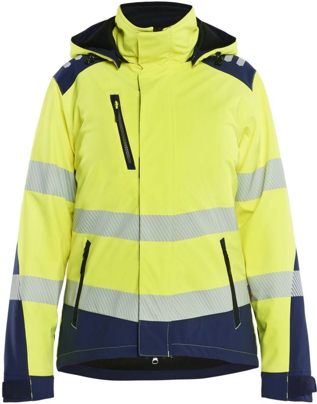 Blåkläder 4401-2513 Dames High Vis Lichtgewicht Softshell Winterjas High Vis Geel/Marineblauw maat L