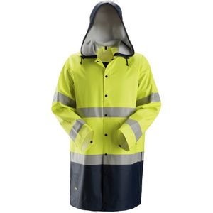 Snickers 8261 ProtecWork Regenjack PU High-Vis Klasse 3 High-Vis Geel/Marineblauw maat XS