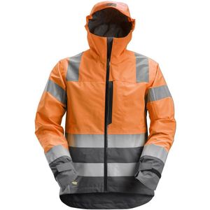 Snickers 1330 AllroundWork High-Vis Waterproof Shell Jack Klasse 3 High-Vis Oranje/Staalgrijs maat 3XL