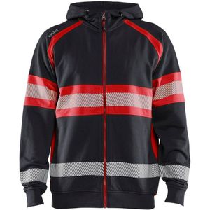 Blåkläder 3552-1158 High vis Hooded sweatshirt Zwart/High Vis Rood